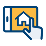 Browsing houses in tablet icon